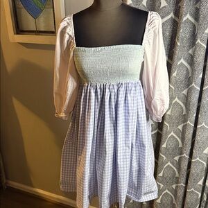 Pitusa 100% Cotton Smocked Patterned Baby Doll Dress SZ Small